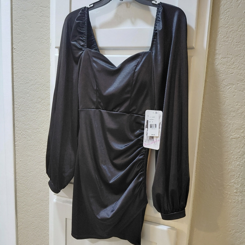 Honey and Rosie Elegant Black Satin Dress